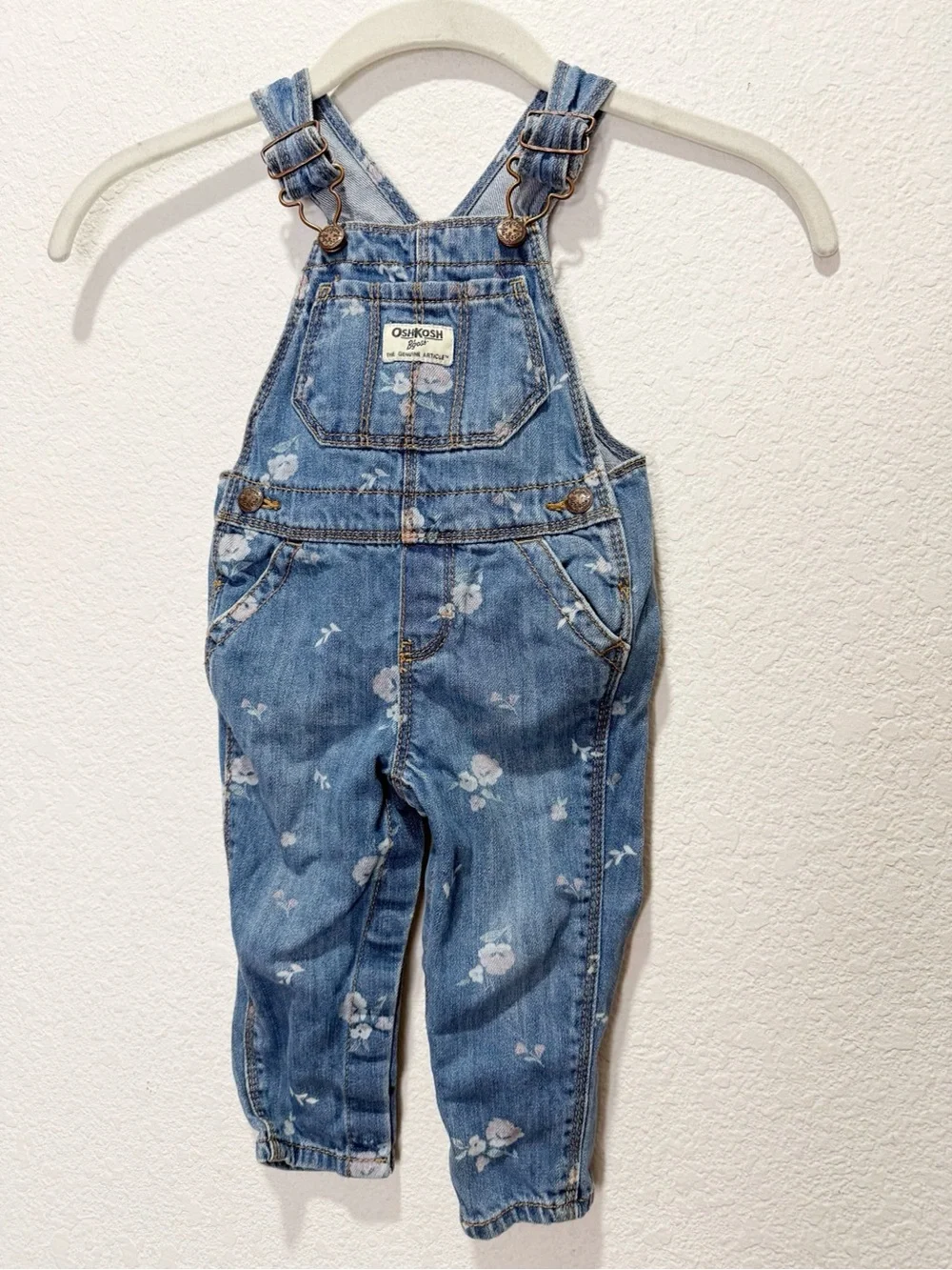 Oshkosh Vestbak Floral Denim Overalls 9-12 months